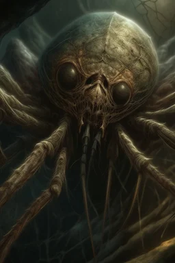 Bosch nightmares painting style Title: a spider face , insanely detailed octane render trending on artstation, 8k artistic photography, photorealistic concept art, soft natural volumetric cinematic perfect light, chiaroscuro, award-winning photograph, masterpiece, oil on canvas, Raphael, Caravaggio, Greg Rutkowski, people, beksinski, Giger