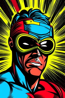 superhero with blindfold on (comic style)