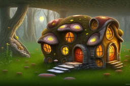 mushroom house with windows