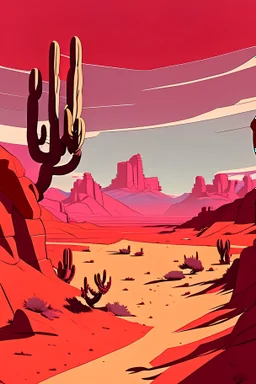 a simple red blooded desert valley cel shading anime style