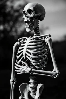 Black And White GRaphic Of a Skeleton Hugging Itself
