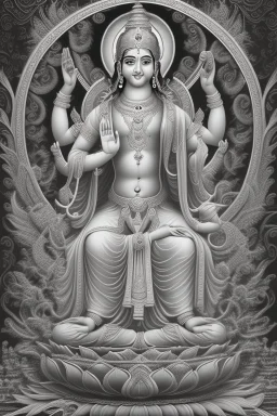 Hinduism, modern realistic cartoon drawing, grayscale, adult coloring pages, Hindu god Brahma, male god, wisdom, transformation, lined drawing, coloring page, 300 dpi, high quality print, painted portrait, full body, white hair , masculine, mature, handsome, upper body, muscular, hairy torso, fantasy, intricate, elegant, highly detailed, digital painting, artstation, concept art, smooth, sharp focus, illustration, 8K, HDR, masterpiece, pastel quad Color, 3D vector art, cute and quirky, fantasy