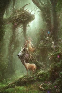 dream deer god druid deep forest green mystic