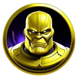 thanos logo animated inside a golden medalion