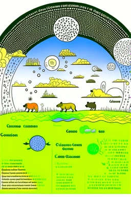 Ilustrasi yang secara visual menunjukkan bagaimana karbon dioksida dan gas-gas yang lain dari aktivitas manusia yang merusak lapisan ozon dan hewan-hewan terancam punah karena lapisan ozon terdegradasi