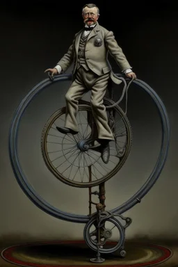 President Theodore Roosevelt painted as a biomechanical unicycle