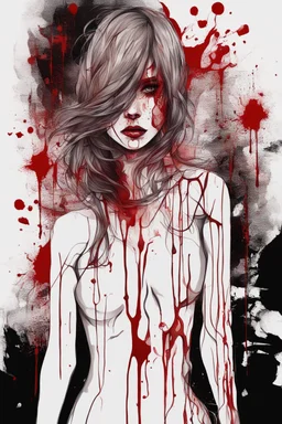 Abstract art girl and blood