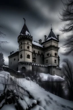 horrible castle in winter