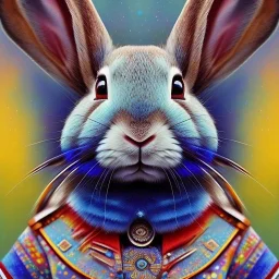 girl rabbit with blue aye, aboriginal, dot painting, indiginous, dot, mud, dream-time, abstract, dots, natural pigment, extremely sharp detail, finely tuned detail, ultra high definition, 8 k, unreal engine 5, ultra sharp focus, art germ and Paul Lewin and Kehinde Wiley