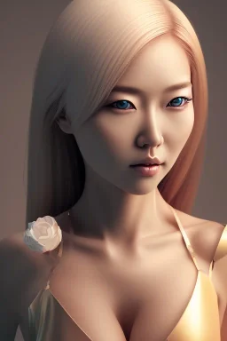 isometric clean art of super japanese woman hitomi tanaka, soft lighting, soft pastel gradients, high definition, 3d icon clay render, blender 3d