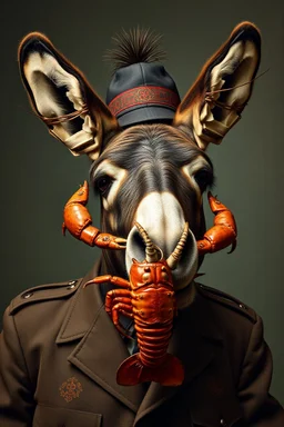 Mexican Hitler capybera donkey Rembrandt crab lobster, with beret