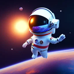 pixar style cute rabbit astronaut floating in space, unreal engine 5, 16k, background:space