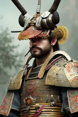 portrai of samurai gaspunk,high detail, volumetric lighting, tiny features, intricate detail,