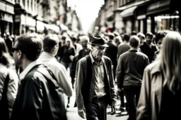 gente en la calle. Fotografía realizada con cámara Leica. Objetivo de 50 mm. Fotografía realista