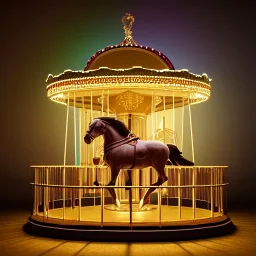 character render of a carousel horse with bar under glass dome, 1800s, chiaroscuro lighting , 8k UHD, beautiful, realistic, matte painting, centered, illustration, baroque, muted colors,renaissance, artwork, high-quality, rocco, greg rutowski, howard lyon, brian froud, anne stokes