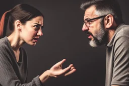 A picture of two people exchanging criticism in a constructive and respectful manner, with a bewilderment behind them