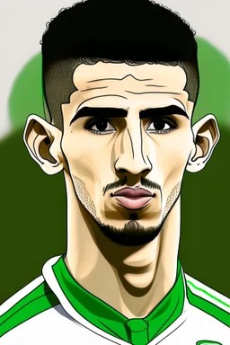 Ryan Ait Nouri Algerian soccer player cartoon 2d