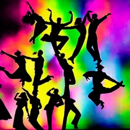 Jazz dancers, Silhouettes, gestures, vivid colors