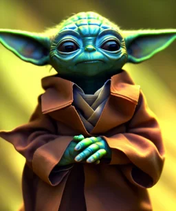 Yoda toddler, full body, soft skin, dramatic lighting, hyper realistic