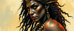 full body dhalsim gandalf as dark brazilian woman , airbrush and pen outline