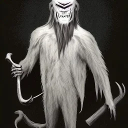 Wendigo monster with bat face and white skin as monk