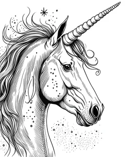 b/w mock up unicorn page low detail correct character white background