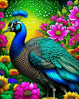 amazing peacock, flower backwornd, adult book cover