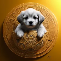 3d cute puppies, beautiful rich, detailed yin and yang symbol, shiny, intricate, gorgeous, ultrafine detail, hyperrealism, trending on artstation, sharp focus, intricate details, highly detailed, glowing, glitter, complementary colours