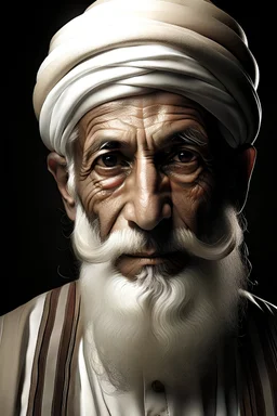 رجل عربي حكيم ذو هيبة ووقار بشرة بيضاء ولحية