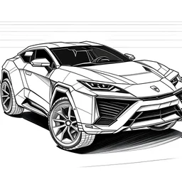 outline art for LAMBORGHINI URUS SE HYBRID coloring pages, white background, sketch style, full body, only use outline, clean line art, white background, no shadows and clear and well