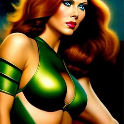 portrait oil on canvas, beautiful busty Natasha Romanova,green eyes, ,minimal armor,comic book cover, mystical colors,insanely detailed,realistic,intrincate detail, 16k resolution, masterpiece,Frank Frazetta,Alex Horley, Simon Bisley