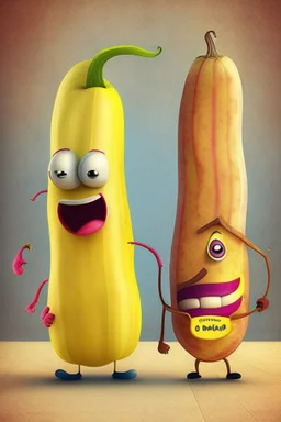 One banana and one bacon cartoon characters Bing friends