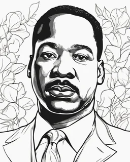 Outline art for coloring pages with MARTIN LUTHER KING JR. , white background, sketch style, only use black outline, white background, no shadows and well and clear outline , white background, sketch style, only use black outline, white background, no shadows and well and clear outline