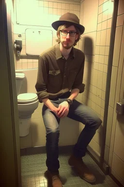 Tall and skinny game designer spends his day on the toilet