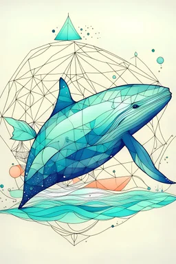 اريد صوره حوت مع بعض الأشكال الهندسية ومتلونه بالوان مائيه فيروزي ونبيتي وبيچ