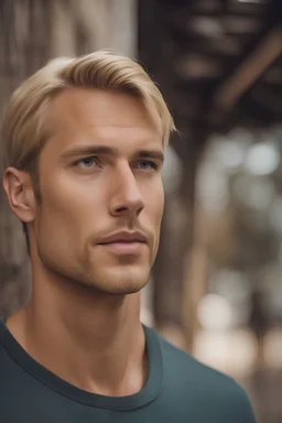 Handsome blond man in his 30s, rich male face, businessman, fulfilling courage challenges