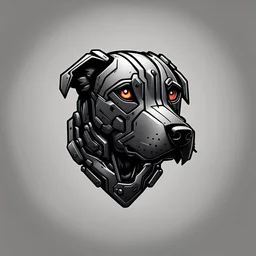 a blank background a dark themed logo that looks like the cyborg dog