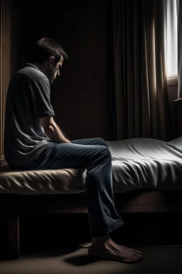 sitting on the side of the bed