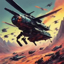 [art by Esteban Maroto] helicopterus alien with a lot of mini guns