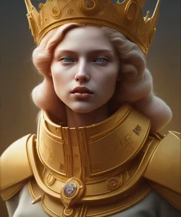 Statue of Queen of photography. Cute blonde woman. Photographer in golden crown. Standing on the street. Big camera in her hand. hyperdetailed, photorealistic, trending on artstation, greg rutkowski, beksinski, kodachrome