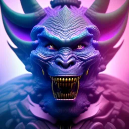 oni purple villain in galaxy, teal and purple smoke, detailed, realistic, 4k