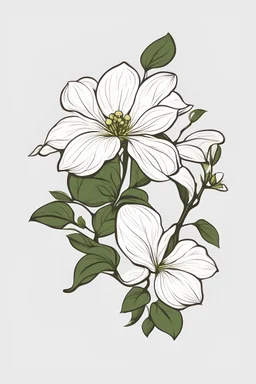Pacific dogwood, simple vector logo, white background