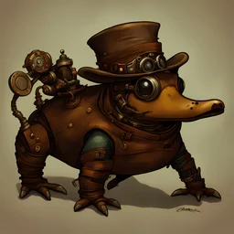 A concept art of a steampunk platypus