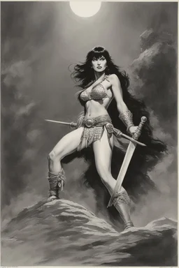 [The Daughter of the Night (Lanfear)] Ernie Chan Savage Sword of Conan #22 Pin-Up Illustration Original Art (Marvel, 1977)