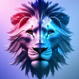 A beautiful portrait of a cyborg lion blue color scheme, high key lighting, volumetric light high details psychedelic background