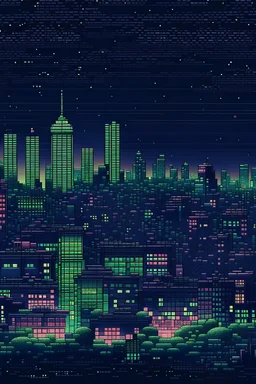 Kota malam bertema pixel