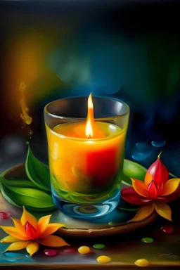 Thai, Cassia fistula, colorful, candle, water, water painting