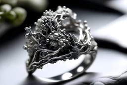 pure silver moss shaped ring, photo