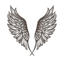 very simple line drawing of a heart with wings against a white background.