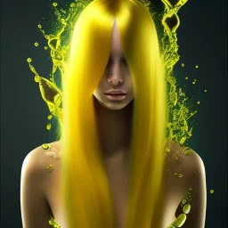 glass of liquid, face, book cover, long yellow shiny hair